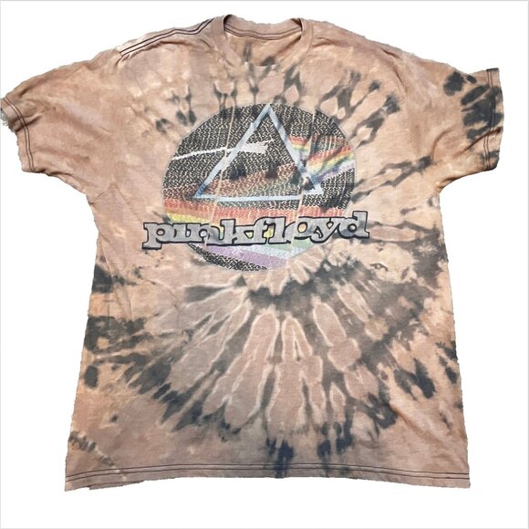 Pink Floyd Tie Dye Shirt SZ L/XL Dark Side of the Moon VTG Retro Band Tee Rocker - Picture 1 of 7